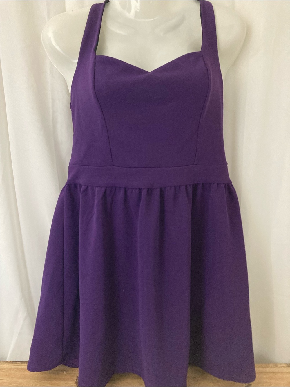 Material Girl Purple Heart Back Fit & Flare Skater Dress Large